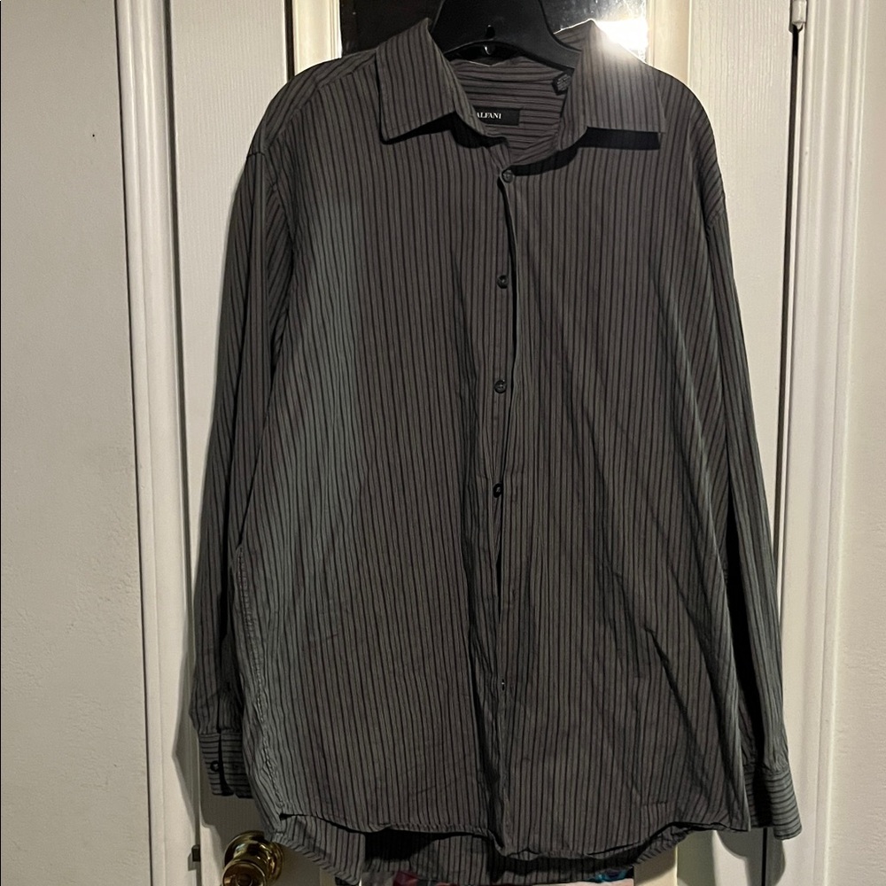 Alfani Men's Gray Striped Button Down Shirt